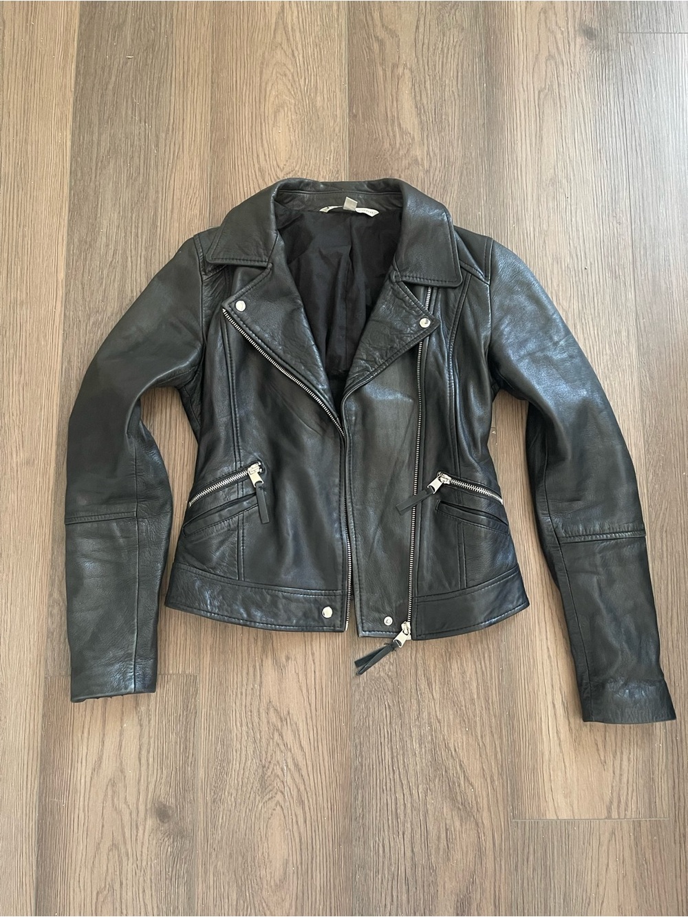 Zara Black Leather Moto Jacket - Women